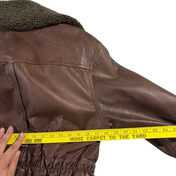 Vintage Colebrook & Co Brown Leather Aviator Jacket Sherpa Collar Women’s Sz Med - Picture 11 of 15